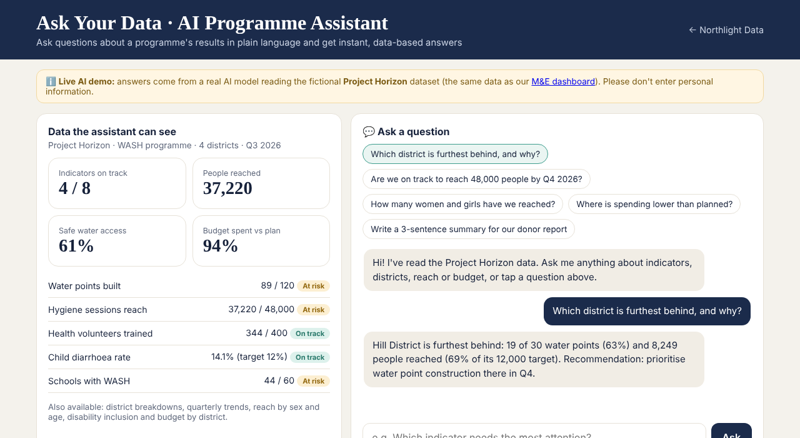 AI programme assistant demo preview