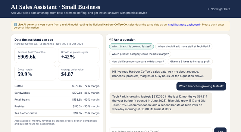 AI sales assistant demo preview